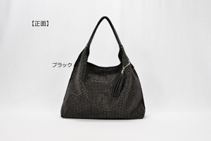Women's Rhinestone <b>Studded</b> Canvas Tote <b>Bag</b> Polka Dot Pattern with PU Leather Handles Large Capacity hand <b>Bag</b> - Product Image 3