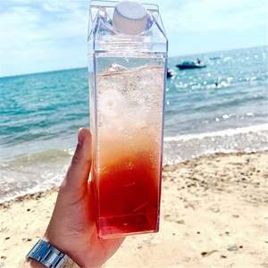 Transparent Square Double Wall <b>Clear</b> Plastic Acrylic Milk Carton Bottle 17Oz 34Oz Milk Carton Shaped Beverage Bottle - Product Image 2