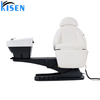 Kisen Nouvelle Arrivée Fauteuil de Lavage de Cheveux Électrique Inclinable et Rotatif de Luxe pour Salon de Beauté avec Bac à Shampooing et Fonction Massage Spa