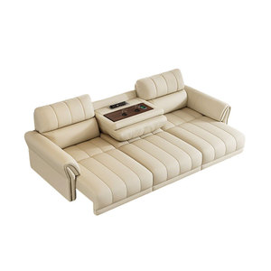 Sofá cama de cuero eléctrico moderno, cama variable de cabina inteligente de doble propósito telescópica de fila recta simple para apartamentos - Product Image 5