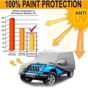 Housse de voiture noire imperméable adaptée au <span class=keywords><strong>Jeep</strong></span> <span class=keywords><strong>Wrangler</strong></span> <span class=keywords><strong>2</strong></span> portes 1987-2022, toutes saisons, avec fermeture éclair, protection contre la neige, la pluie, la poussière et la grêle - Product Image 6
