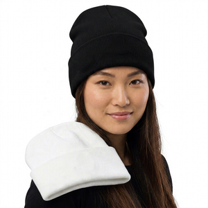 Unisex Skull Embroidery Beanie Hat Punk Style <b>Winter</b> <b>Cap</b> White Black Color 100% Acrylic Casual Wear for Adults - Product Image 3