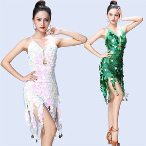 Nouveau femmes Rave festif Sequin gland jarretelle Performance robe danse du ventre robe dos nu jupe <span class=keywords><strong>Samba</strong></span> robe latine fête - Product Image 5
