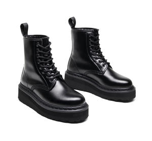 Bottes mi-mollet à plateforme pour femmes, grande taille, en <span class=keywords><strong>cuir</strong></span> de vache véritable, chaussures épaisses pour femmes, bottines mi-mollet style universitaire - Product Image 5