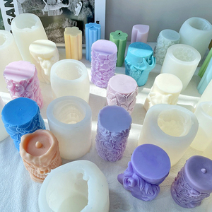 INTODIY 3D okyanus dalgası gül çiçek kelebek silindirik aromaterapi mum Pillar mum yapımı için silikon kalıplar - Product Image 1