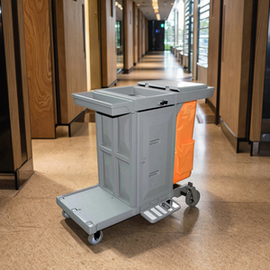 Carrello Multiuso in Plastica Grigia a 4 Ruote con Doppia Porta, Capacità 90 kg, per <span class=keywords><strong>Pulizie</strong></span> in <span class=keywords><strong>Camere</strong></span> d'Albergo - Product Image 5