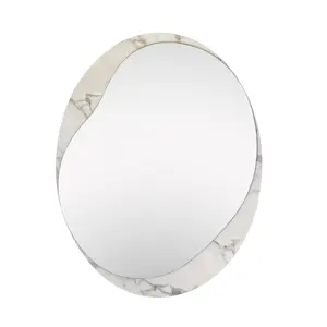 Cermin gantung geometris modern oval berbingkai desain kustom untuk dekorasi rumah