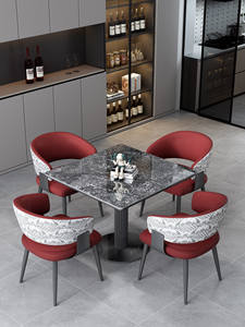 Table de jeu décontractée, table de discussion de studio, table de bière artisanale, petit <span class=keywords><strong>restaurant</strong></span>, café, bar, ensemble carré en métal minimaliste italien - Product Image 3