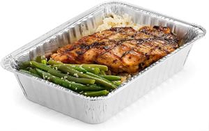 10 20 50 PCS Food Grade Disposable Aluminum Foil Food <b>Containers</b> 200ml Rectangle <b>Takeaway</b> Trays with Paper Lid - Product Image 2