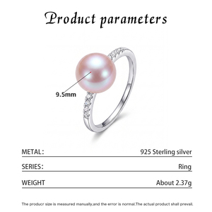 Copper Pink Freshwater Pearl Ring CZ Shoulder Pave Solitaire Elegant Pearl Jewelry for Women Wedding Engagement <b>Gift</b> - Product Image 6