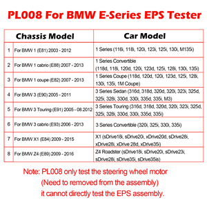 Testeur de moteur EPS WOYO PL008 B*W E-chassis pour <span class=keywords><strong>réparation</strong></span> de direction assistée <span class=keywords><strong>électrique</strong></span> automobile pour E81 E82 E84 E88 E89 E90 E91 E93 - Product Image 5