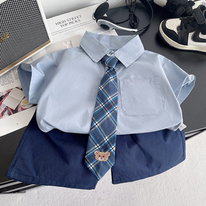 Ensemble d'uniformes scolaires d'été personnalisés pour garçons et filles, chemise d'uniforme à manches courtes pour les élèves du primaire et du collège - Product Image 1