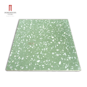 Base <span class=keywords><strong>in</strong></span> Piastrelle <span class=keywords><strong>di</strong></span> Porcellana Composita Terrazzo con Aggregato <span class=keywords><strong>di</strong></span> <span class=keywords><strong>Marmo</strong></span> Bianco e Vetro Verde - Product Image 2