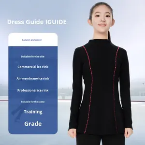 LA CICOGNA Robe de patinage artistique pour filles Noir Rouge <span class=keywords><strong>Classique</strong></span> Color-Block Compétition Entraînement Personnalisé Automne Hiver Patinoire Porter - Product Image 4