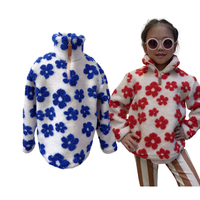Offre Spéciale bébé filles chaud Sherpa hauts demi quart fermeture éclair automne hiver petits enfants fleur polaire épais pull veste