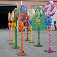 Grande sculpture de bonbon en fibre de verre pour extérieur, statue géante de sucette, décoration personnalisée pour magasin de bonbons, sculpture de dessert en résine pour jardin