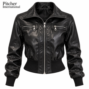 Veste en cuir pour femmes en gros pour marques premium américaines, veste en cuir d'agneau véritable pour femmes, OEM en gros - Product Image 5