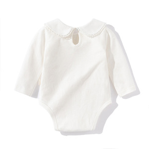 Venta al por Mayor <span class=keywords><strong>de</strong></span> Monos <span class=keywords><strong>de</strong></span> Invierno para Bebés Niñas Lanye, Blancos Lisos, 100% Algodón, Tejido <span class=keywords><strong>de</strong></span> Punto, Cuello con Botones, Manga Larga - Product Image 5