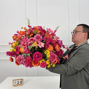 Boule de fleurs artificielles de roses rouges de haute qualité, décoration pour mariage, fournisseurs de fleurs de roses - Product Image 1