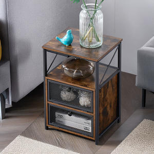 Mesita de noche X-Design de estilo moderno personalizado, mesa auxiliar de cajón abatible de Metal de madera resistente para dormitorio, oficina, muebles para el hogar, OEM y ODM - Product Image 4