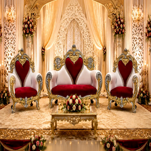 Ensemble de canapés de réception de mariage de luxe en forme de cœur, style Maharaja, pour scène de réception, ensemble de canapés de luxe sculptés à la main, Royaume-Uni - Product Image 1