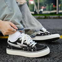 Chaussures de skate coréennes personnalisées en gros pour homme et femme, style rétro, à lacets, en daim de vache rayé, avec logo OEM/ODM
