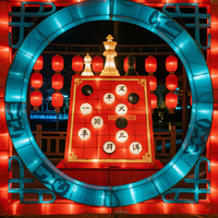 Lanterne de jeu d'échecs en soie personnalisée pour Pâques, Thanksgiving et Noël, étanche, design de jeu stratégique, décoration sur le thème des jeux