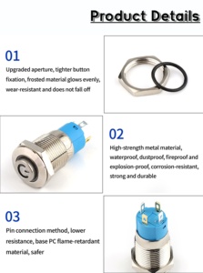 16 Mét Pushbutton <span class=keywords><strong>On</strong></span> <span class=keywords><strong>Off</strong></span> Chuyển 16 Mét Kim Loại Chống Thấm Nước <span class=keywords><strong>On</strong></span> <span class=keywords><strong>Off</strong></span> Momentary <span class=keywords><strong>Push</strong></span> <span class=keywords><strong>Button</strong></span> Chuyển - Product Image 5