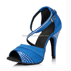 รองเท้าเต้นซัลซ่า/บาจาตาทำจากผ้าซาตินแบบมืออาชีพสำหรับผู้หญิงรองเท้าเต้นประดับเพชร<span class=keywords><strong>สี</strong></span><span class=keywords><strong>ม่วง</strong></span>/น้ำเงินพื้นนุ่มออกแบบใหม่โดยผู้ผ<span class=keywords><strong>ล</strong></span>ิต - Product Image 6