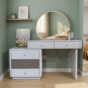 Modern Makeup <b>Vanity</b> <b>Table</b> <b>Mirror</b> Storage Desk for Bedroom Furniture - Product Image 2