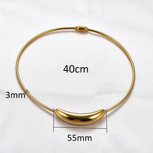 Collar gargantilla vintage de acero inoxidable para mujer, con colgante de tubo, cadena de hueso de serpiente, collar ligero tipo torques, joyería metálica - Product Image 2