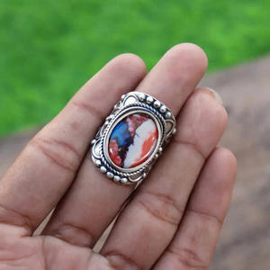 Anillo de Cóctel T0979 con Bisel Ovalado de Ágata Natural, Joyería de Moda Unisex, Regalo - Product Image 5