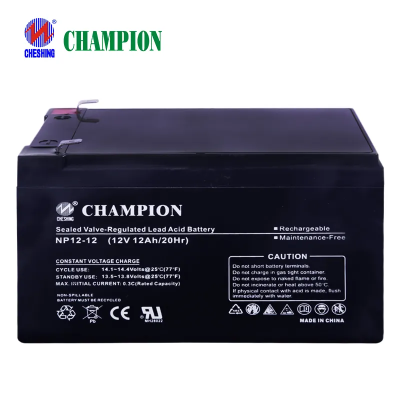 Champion baterai Gel surya 12v 12AH baterai daur ulang dalam Agm sistem surya penggunaan rumah baterai isi ulang