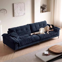 Canapé en tissu de lin droit en chenille de luxe, style nuage, moderne et minimaliste, pour petit appartement, salon