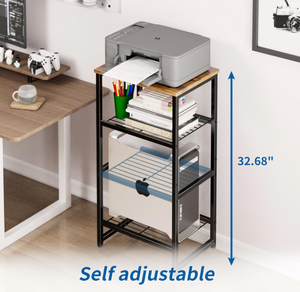 Soporte de impresora de 4 niveles con estantes de madera, mesa de impresora de oficina en casa resistente para impresora <span class=keywords><strong>3D</strong></span>, escáner, <span class=keywords><strong>fax</strong></span> y suministros de oficina - Product Image 5