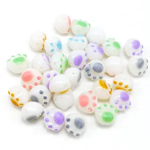 690pcs/500g Cartoon Cat Paw Beads Keychain Accessories Diy Acrylic Spacer Beads 10mm Loose Beads Wholesale