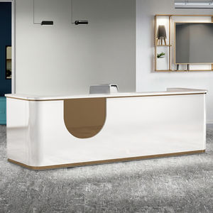 Bureau <span class=keywords><strong>de</strong></span> <span class=keywords><strong>réception</strong></span> moderne en bois et pierre pour hôtels, cliniques dentaires, salons <span class=keywords><strong>de</strong></span> beauté, établissements <span class=keywords><strong>de</strong></span> formation - pour caissier, présentoir <span class=keywords><strong>de</strong></span> vêtements - Product Image 1