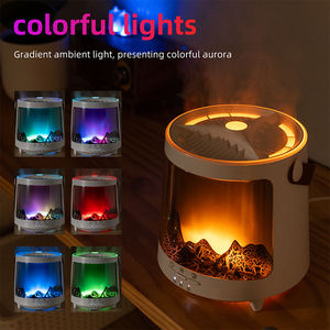 Diffuseur d'aromathérapie 3D avec simulation de flamme, 300 ml, 7 couleurs RGB, lumière Aurora, télécommande pour la maison, le bureau - Product Image 1