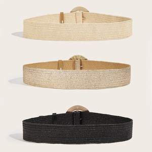 <span class=keywords><strong>Ceinture</strong></span> large en paille <span class=keywords><strong>dorée</strong></span> pour femme, style bohème décontracté, <span class=keywords><strong>tressée</strong></span>, avec boucle élastique, pour l'été - Product Image 4