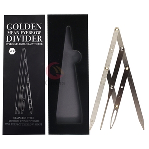 ฉลากส่วนตัวที่สวยงามกล่องบรรจุภัณฑ์ Microblading กึ่งถาวรแต่งหน้าไม้บรรทัดเข็มทิศสแตนเลสคิ้วการทำแผนที่ไม้บรรทัด - Product Image 3