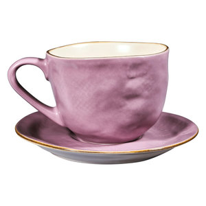 LIGNE MÉDITERRANÉENNE - Tasse et soucoupe en grès rose 125 ml - Product Image 1
