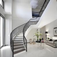Rampe d'escalier intérieure en fer forgé galvanisé, motif floral vintage, pour villa duplex