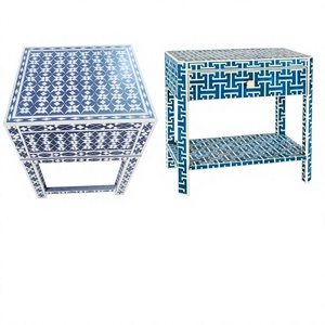 BS INTERNATIONAL Customizable Modern Bone Inlay Coffee <b>Table</b> Wood Frame Storage <b>Drawers</b> NA140 Home Office Living Room Furniture - Product Image 1