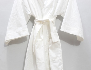Hecho a mano 100% algodón blanco puro bohemio cuello en V Kimono Albornoz suave cómodo estilo coreano Midi longitud ecológica - Product Image 5