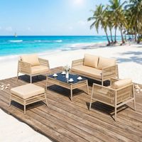 Bestseller 5-teiliges Rattan-Gartenmöbel-Set OEM Outdoor Aluminium-Sofagarnitur Garten-Sessel Wasserdicht