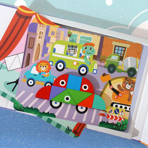 Aimant de dessin animé créatif pour enfants 3D Tangram Puzzle Book Games Aides à l'enseignement Forme éducative pour bébé Jouets de bricolage pour enfants Garçons Filles - Product Image 3