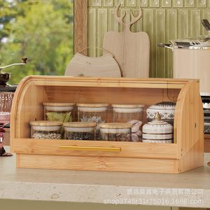 Caja de pan de bambú Haoxin con puerta de vidrio, 30-40 yuanes, para almacenamiento en la encimera de la cocina - Product Image 1