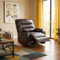 Fauteuil inclinable marron pour salon, fauteuil individuel rembourré, rembourrage en mousse, structure en métal, mobilier de maison