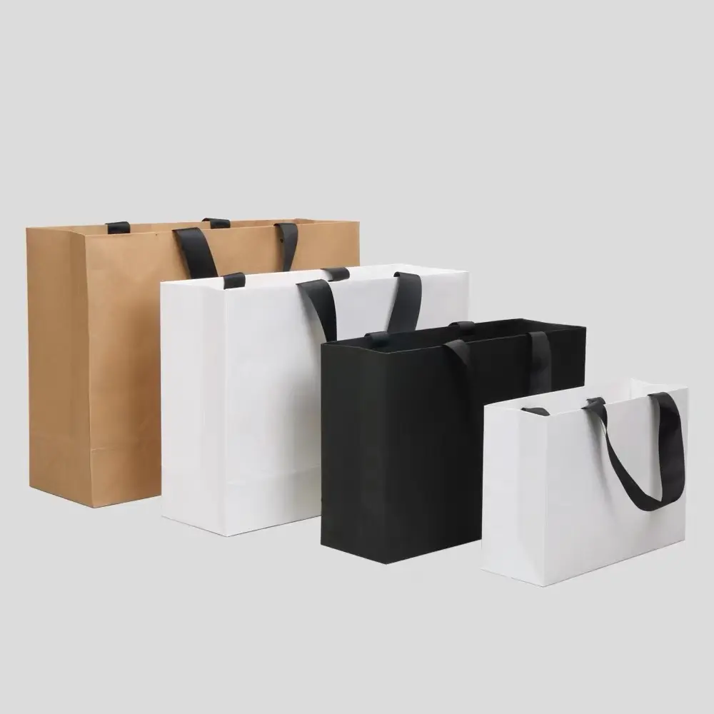 कस्टम मुद्रण दुकानदार पेपर बैग शॉपिंग बैग क्राफ्ट पेपर बैग अपने खुद के लोगो के साथ