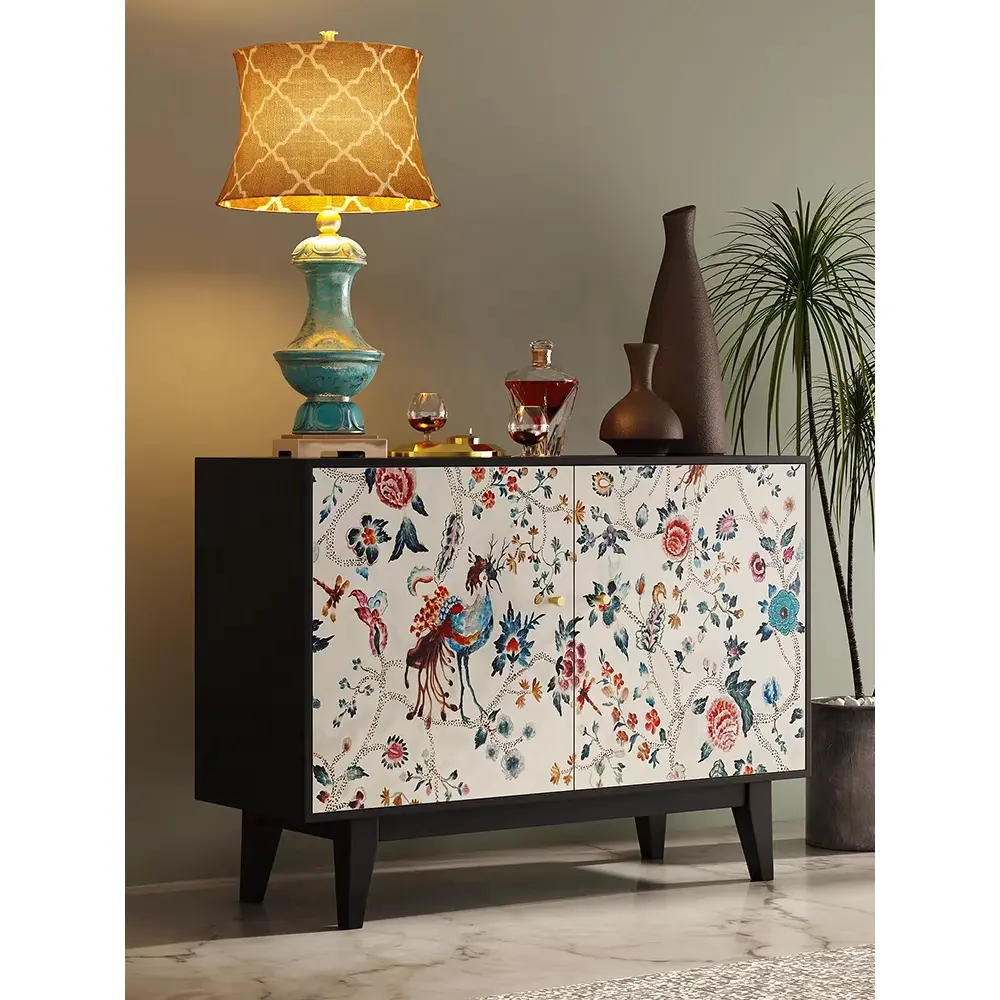 Aparador de madera maciza Retro francés, armario de comedor de diseñador tradicional, casillero de arte pintado para muebles para el hogar en estilo americano